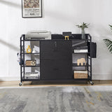 45" File Cabinet for Home Office, Mobile Office Storage Cabinet with Built-In Power Outlet, 2 Drawer Filing Cabinet with Lock