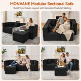 MONVANE 103'' Modular Sectional Sofa, Comfy Chenille Cloud Couch with Ottoman, Modern Convertible L Shaped Couch with Deep Seat, Sectional Couches for Living Room, Bedroom and Apartment, Black