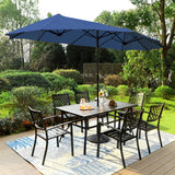 PHI VILLA 8 Pcs Patio Outdoor Dining Set w/ 13ft Patio Umbrella