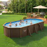 Bestway Hydrium 24' x 12' x 52" Above Ground Pool, Oval Steel Side Wall Frame Outdoor Swimming Pool Set with Sand Filter Pump, Ladder & Accessories