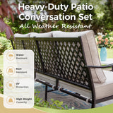 MIXPATIO, 3-Seat Outdoor Patio Sofa, Metal Frame, Beige
