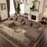 RENDGO 146" Oversized Boneless Sectional Sofa with Chaise,U Shaped,Coffee