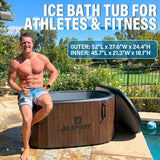 AKSPORT Ice Bath Tub for Athletes, 151 Gallons Inflatable Cold Plunge Tub Compatible with Water Chillers, Icebath for Recovery & Cold Water Therapy, Portable Bathtub for Indoor & Outdoor-Wood