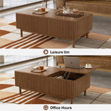 NessCarsti 51.1" Mid-Century Modern Lift Top Coffee Table, Walnut Rectangular Center Table with Hidden Storage, Drawers & Sturdy Wooden Legs, for Living Room, Apartment, Office