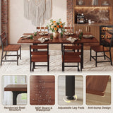 7-Piece Dining Table Set for 6, 63" Extendable Kitchen Table with Curved Backrest Chairs