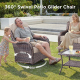 Luxury 5 Piece Patio Furniture Set-All Weather Outdoor Swivel Rocker Chairs