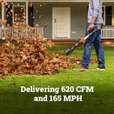 WORX Nitro Cordless Leaf Blower, Electric Blower with 620 CFM & 165 MPH, Blowers for Lawn Care with 2 × 4.0 Ah Batteries & Charger Included, WG585