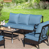 Sophia & William Metal Patio Furniture Set with Fire Pit Table, 7 Seats