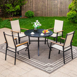 MFSTUDIO 5 PCS Outdoor Dining Set, Round Table & Aluminum Chairs, Beige