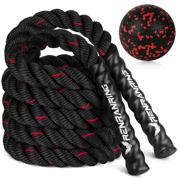 Jump Rope, 3LB Weighted Jump Rope for Fitness, 9.8ft Heavy Jumping Ropes for Exercise, Adult Workout Rope for Men & Women Improve Strength, Skipping Rope for Gym Training, Home Workout RENRANRING