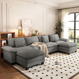PHI VILLA Oversized 6-Seat U Shaped Modular Cloud Couch Sectional Sofa