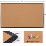 Board2by Extra Large Cork Bulletin Board 96" X 48", Black Wood Framed 8'x4' Corkboard for Wall, Wall Mounted Notice Pin Board with 18 Push Pins for School, Home & Office