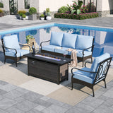 Sophia & William Metal Patio Furniture Set with Fire Pit Table, 4 Pieces