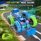 Hamdol Upgraded RC Car for Kids, 360° Rotating Double Sided Stunt Vehicle with Headlights, 2.4GHz 4WD Remote Control Car, USB-C Rechargeable Electric Toy, Birthday for Boys & Girls