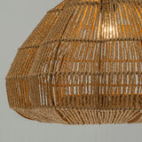 Modern Handmade Rattan Pendant Light Coastal Boho 1-Light 20 in. Brown Scalloped Ceiling Light for Foyer, Dining Room with Woven Shade