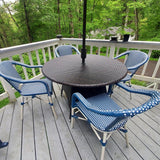 PURPLE LEAF French Wicker Bistro Chairs Set of 2, White Finish, Deep Blue