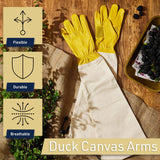 Long Garden Gloves for Men and Women - Breathable Canvas and Thorn Proof Leather Gardening Gloves (Large)