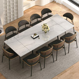 62.9"–94.4" Extendable Sintered Stone Dining Table for 6–10, Modern White Rectangular Kitchen Table with Stainless Steel Legs, Heat & Scratch Resistant, for Indoor & Outdoor Use
