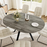Round Dining Table Set for 6 People, 43.3"-59.1" Extendable Kitchen Table with 6 Upholstered Chairs