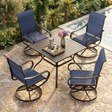 MFSTUDIO Patio Table and Chairs Set of 4, Swivel Mesh Chairs, Blue