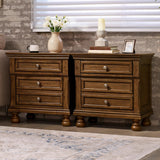 LUXOAK Fully Assembled Solid Wood Nightstand Set of 2 with Storage Drawers