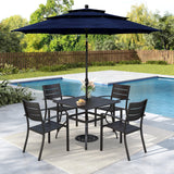 MFSTUDIO 5 Pieces Outdoor Dining Set w/Umbrella for 4