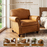 LegacyAmerhome Single Sofa Chair, Faux Leather Nailhead Armchair, Rolled Arm Accent Chair for Living Room, Wood Legs, Traditional Single Couch Chair for Apartment, Farmhouse (Brown, Set of 2)