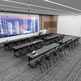 Folding Conference Table with Wheels, Flip-Top Mobile Training Table Modular Conference Room Tables, Space Saving Seminar Meeting Tables for Office School Business Classroom(Modilan 4PCS 47.2in)