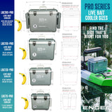 ENGEL 13 Quart Live Bait Cooler PRO for Fishing - Portable Minnow and Bait Bucket with Lithium-Ion Rechargeable Aerator - Tan (13Qt)