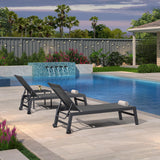 PURPLE LEAF Outdoor Chaise Lounge Set of 2 with Sponge, Easy Move, Grey