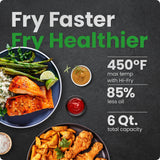 Chefman Air Fryer 6 Qt | TurboFry® 5-in-1 with 450°F Hi-Fry Option for Crispier Results | Bake, Dehydrate, Frozen | XL Nonstick Dishwasher-Safe Basket | Stainless Steel