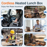 Atherra 5.1 Cups Cordless Electric Lunch Box for Adults, 24000mAh Battery with Scheduled Heating & 5-Side Fast Even Heating, 100W Portable Food Warmer for Drivers, Outdoor Workers, Travel, Camping