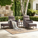 Luxury Patio Furniture Set with Swivel Chairs & 6-Inch Thick Cushions, Outdoor High Back Swivel Rocker Patio Chairs, 5PCS Wicker Outdoor Furniture Set for Porch, Yard, Deck, Poolside, Brown/Grey