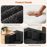 MONVANE 103'' Modular Sectional Sofa, Comfy Chenille Cloud Couch with Ottoman, Modern Convertible L Shaped Couch with Deep Seat, Sectional Couches for Living Room, Bedroom and Apartment, Black