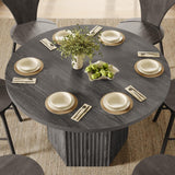 Round Dining Table for 4 6 People 47" Fluted Kitchen Dinner Table Modern Wooden Circle Dining Room Table