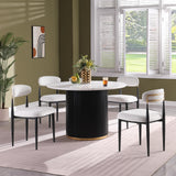 Maotifeys Modern Round Dining Table 46'' White Marble Dining Room Table for 4-6, Circle Faux Marble Top Kitchen Table with Black Gold Pedestal for Dining Room, Bistro, Breakfast (Table Only)