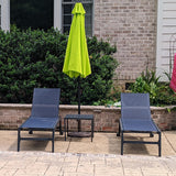 PURPLE LEAF Patio Lounge Chairs Set of 2 with Wheels, Adjustable, Navy Blue