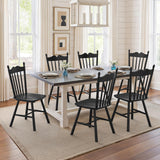 LUE BONA Black Dining Chairs Set of 6, Windsor Wooden Dining Chair with Thickened Backrest, Morden and Mid Century Kitchen Chairs for Dining Room Farmhouse, Weight Capacity 350 lbs