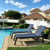 PURPLE LEAF Extra Large Pool Lounge Chairs Set of 2, Aluminum, Navy Blue