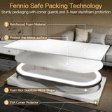 FENNIO 70" x 32" Large Wall Mounted Mirror with LED Lights, Oval Full Length LED Lighted Full Body Dressing Mirror,Salon Mirrors for wall,Brushed Aluminum Frame, Tempered Glass(Black