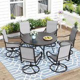 MFSTUDIO 7 Pcs Patio Table and Chairs Set, 54'' Round Metal Table