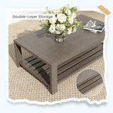 UDPATIO Aluminum Outdoor Patio Furniture Set Faux Wood Grain 6 Pcs Beige