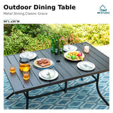 MFSTUDIO 7 Piece Outdoor Patio Dining Set with Umbrella, Rattan Chairs