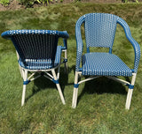PURPLE LEAF French Wicker Bistro Chairs Set of 2, White Finish, Deep Blue