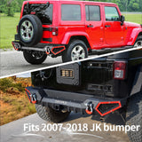 OEDRO Rear Bumper Fits for 07-18 Jeep Wrangler JK JKU 4/2 Doors