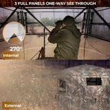 HUNTSEN Hunting Blind 270° See Through 2-3 Person Ground Blind Pop Up Hunting Tent with Carring Bag - Portable Durable for Turkey and Deer Hunting HUNTSEN