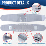 FEATOL Back Brace for Lower Back Pain Women, Breathable Back Support Belt for Women & Men, Grey, 4XL (Circumference:63-68")