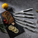 Knife Set, Emojoy 15 Pieces Kitchen Knife Block Set with Built-in Sharpener, High Carbon Stainless Steel Sharp Knife Block Set with Hollow Handle