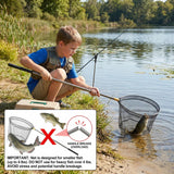 Fishing Landing Net with Aluminum Telescoping Pole 75" Long Handle,Rubber Coated Nylon Mesh,for Steelhead,Salmon,Fly,Kayak,Catfish,Bass,Trout,Shrimp,Crab,for Easy Catch & Release,Extend to 75 Inch