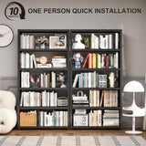 5 Tier Metal Bookshelf, Black 69" Tall Bookcase, Large Heavy Duty Book Shelves